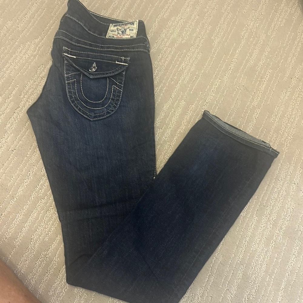 True Religion Blue Straight Leg Jeans Signature Style